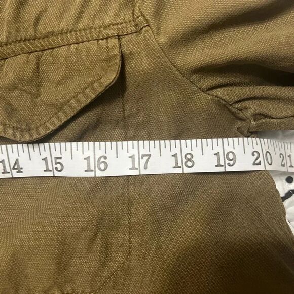 Zara Olive Army Green Patch Long Duster Jacket medium - Picture 12 of 15